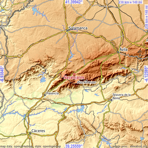 Topographic map of Navatejares