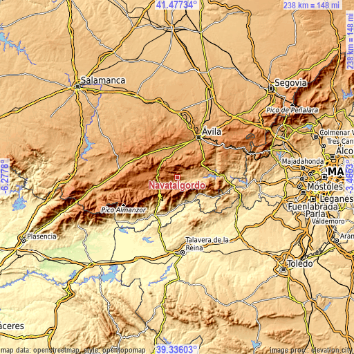 Topographic map of Navatalgordo