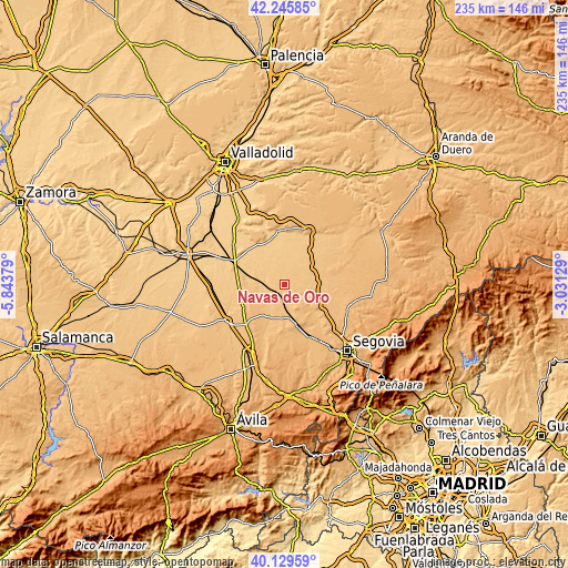 Topographic map of Navas de Oro