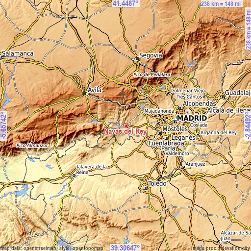 Topographic map of Navas del Rey