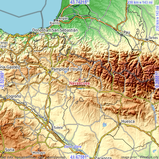 Topographic map of Navascués