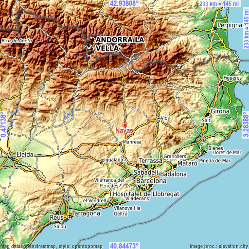Topographic map of Navàs