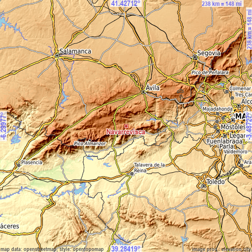 Topographic map of Navarrevisca