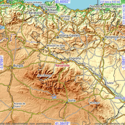 Topographic map of Navarrete