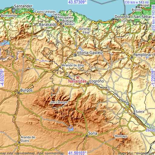 Topographic map of Navaridas