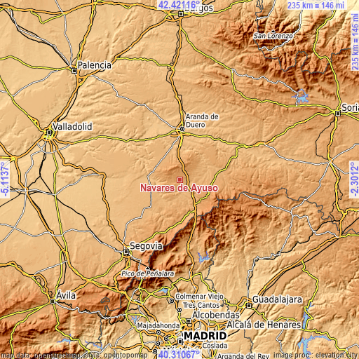 Topographic map of Navares de Ayuso