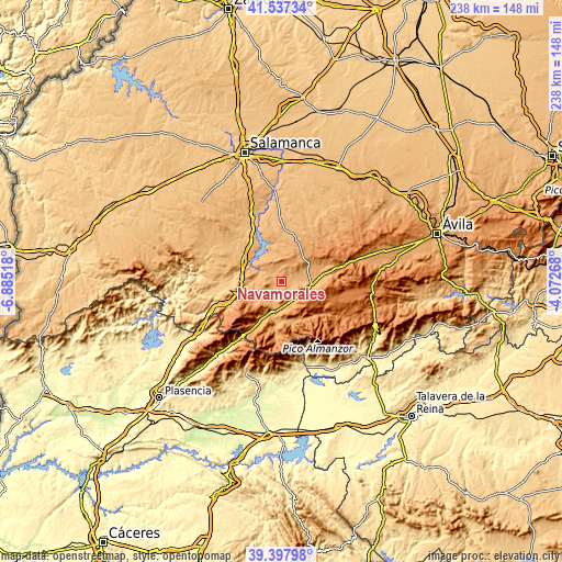 Topographic map of Navamorales