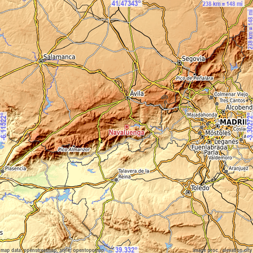 Topographic map of Navaluenga