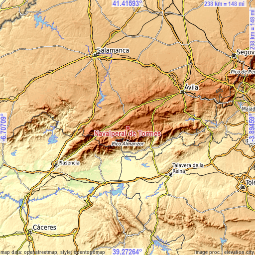 Topographic map of Navalperal de Tormes