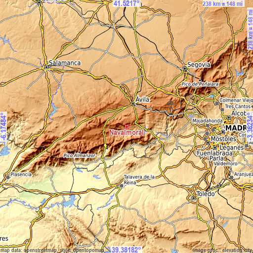 Topographic map of Navalmoral