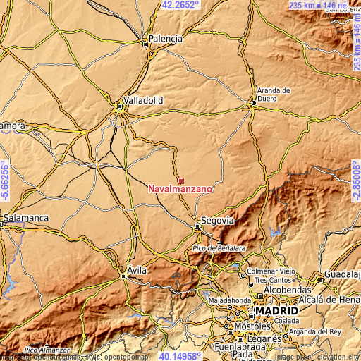 Topographic map of Navalmanzano