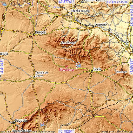 Topographic map of Navaleno