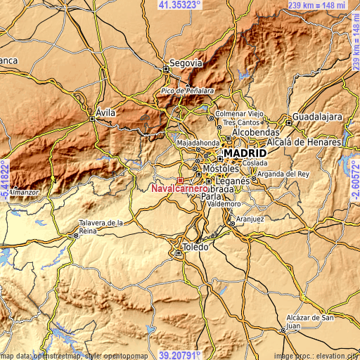 Topographic map of Navalcarnero