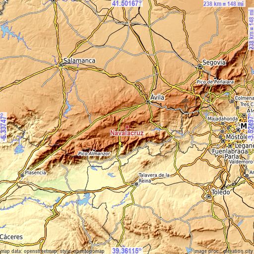 Topographic map of Navalacruz