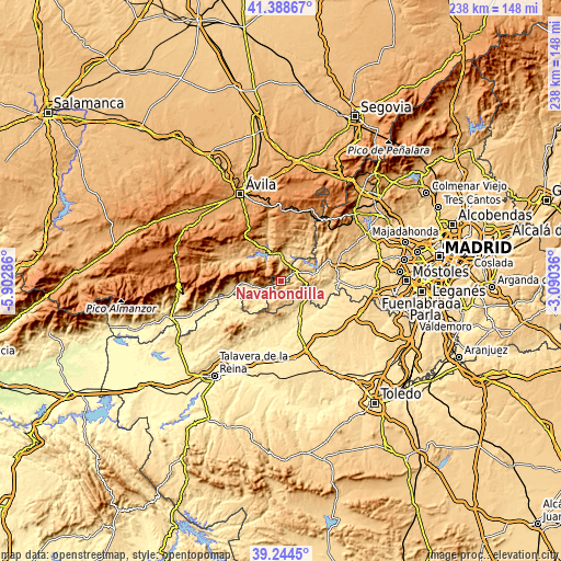 Topographic map of Navahondilla