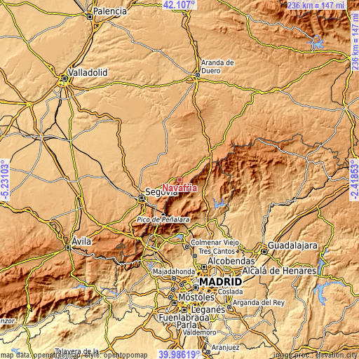 Topographic map of Navafría