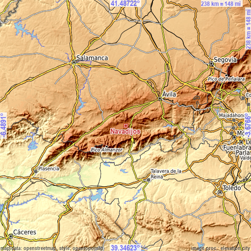 Topographic map of Navadijos