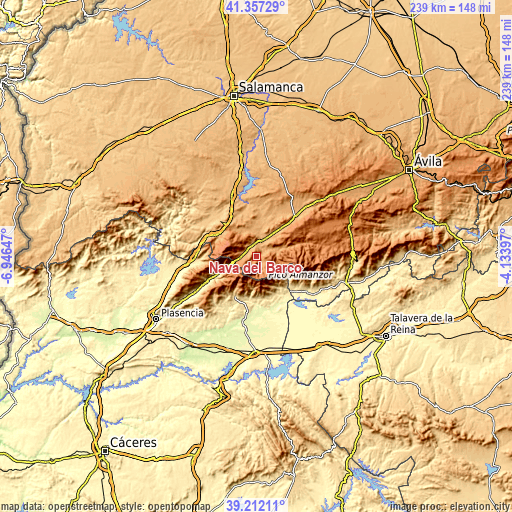 Topographic map of Nava del Barco