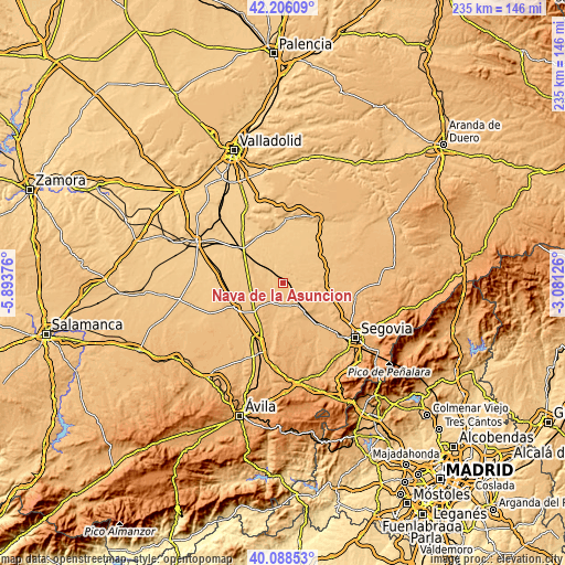 Topographic map of Nava de la Asunción