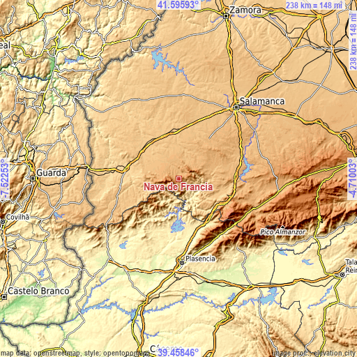 Topographic map of Nava de Francia