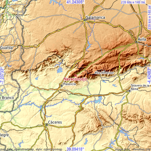 Topographic map of Navaconcejo