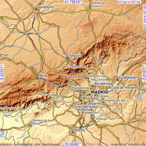 Topographic map of Navacerrada