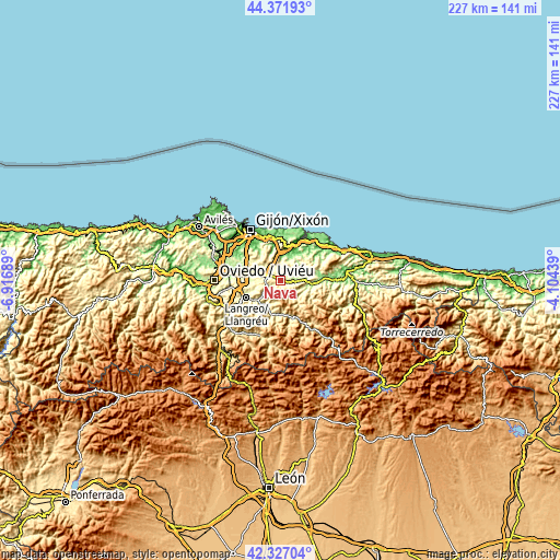 Topographic map of Nava