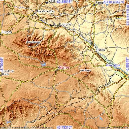 Topographic map of Narros