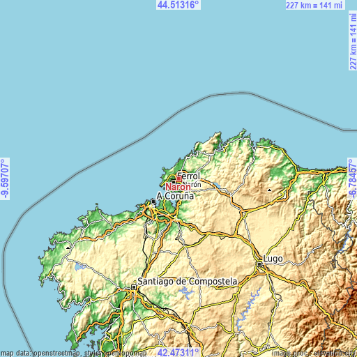 Topographic map of Narón