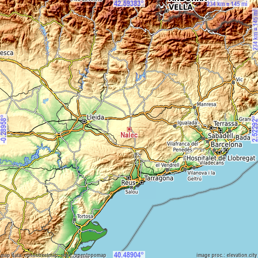 Topographic map of Nalec