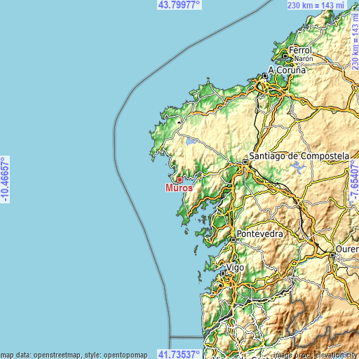 Topographic map of Muros