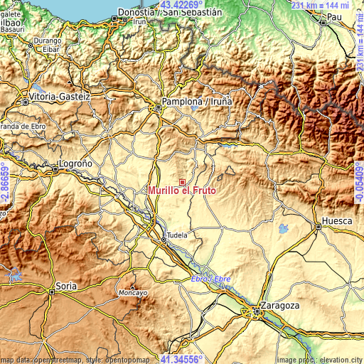 Topographic map of Murillo el Fruto