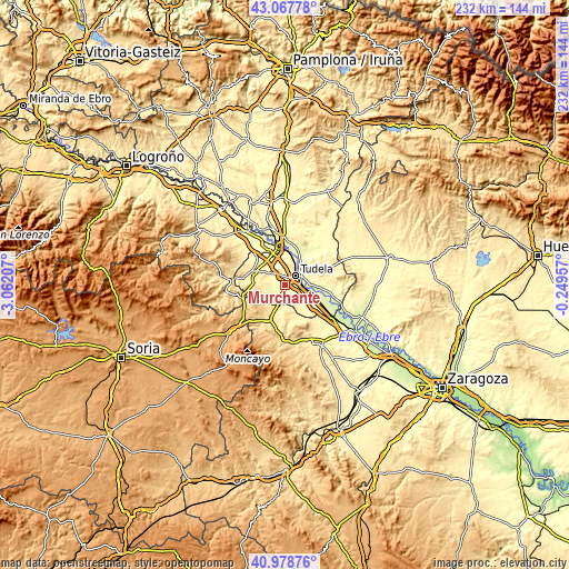 Topographic map of Murchante