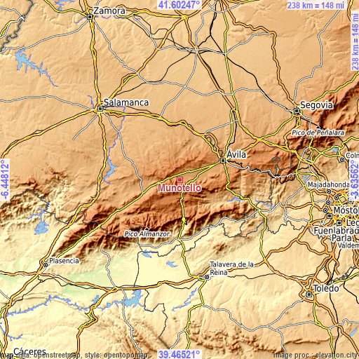 Topographic map of Muñotello