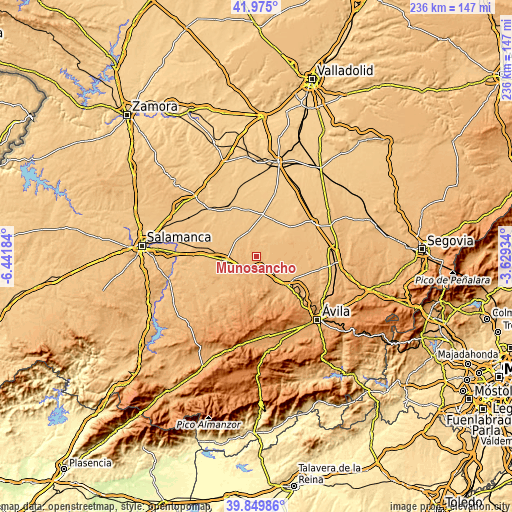 Topographic map of Muñosancho