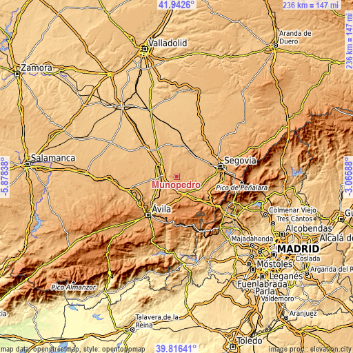 Topographic map of Muñopedro