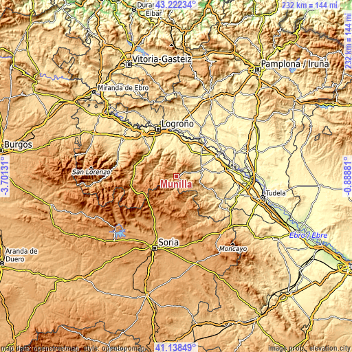 Topographic map of Munilla