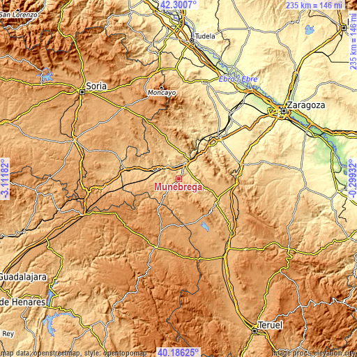 Topographic map of Munébrega