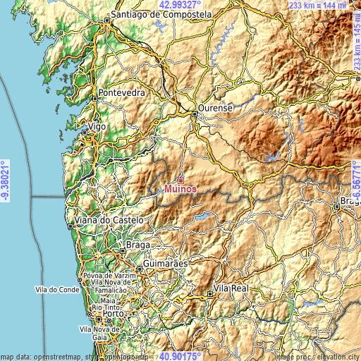 Topographic map of Muiños