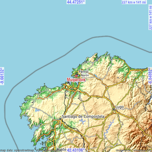 Topographic map of Mugardos
