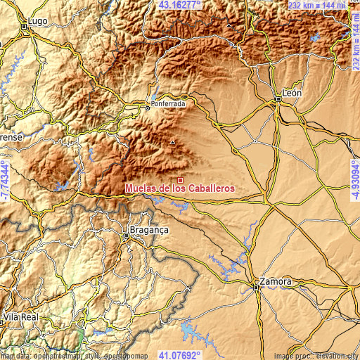 Topographic map of Muelas de los Caballeros