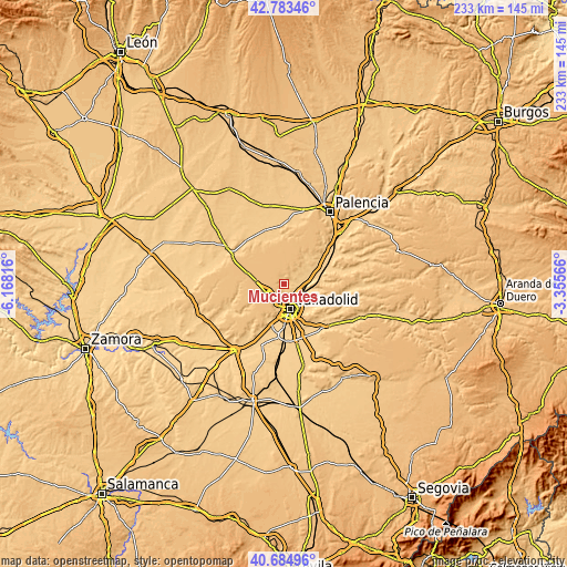 Topographic map of Mucientes