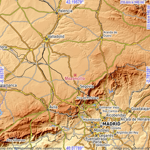 Topographic map of Mozoncillo