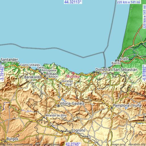 Topographic map of Mutriku