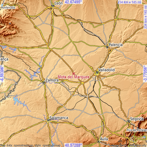 Topographic map of Mota del Marqués