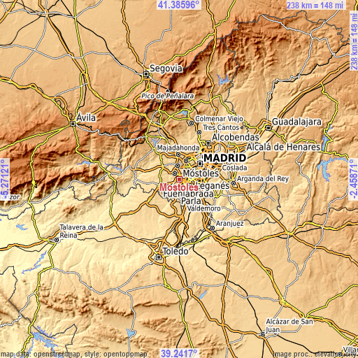 Topographic map of Móstoles