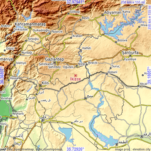 Topographic map of İkizce