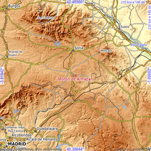 Topographic map of Morón de Almazán