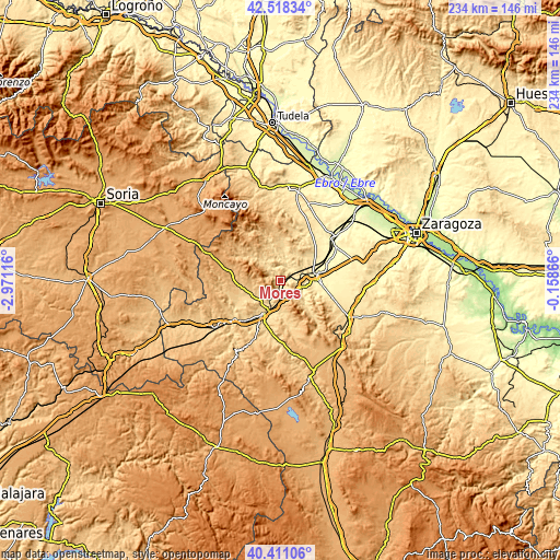 Topographic map of Morés