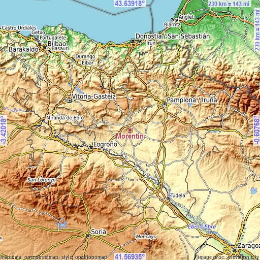 Topographic map of Morentin